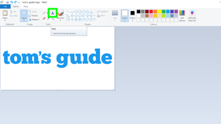 How to edit images in Microsoft Paint - a screenshot of the "Text" tool being selected in Microsoft Paint