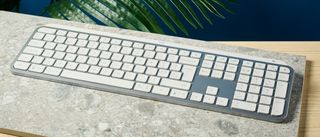 A white Logitech MX Keys S wireless keyboard for Windows and macOS