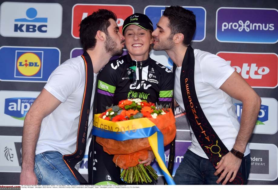 There were podium boys for Floortje Mackij at Gent-Wevelgem