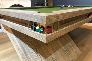 The corner of a pool table