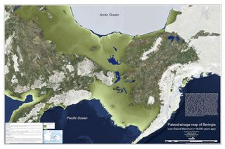 A map showing how Beringia—which includes the famous ice age land bridge—once looked. 