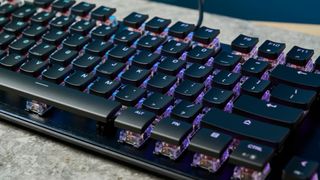 A black Turtle Beach Vulcan TKL wired gaming keyboard