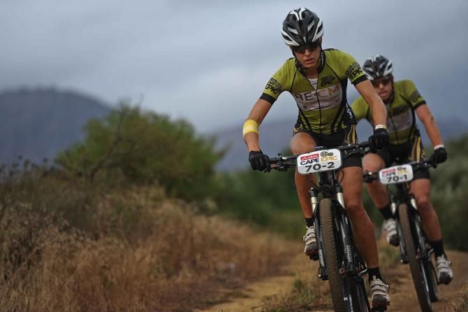 Overall leaders of the Mixed Team category, Ariane Kleinhans (front) and Erik Kleinhans (rear)