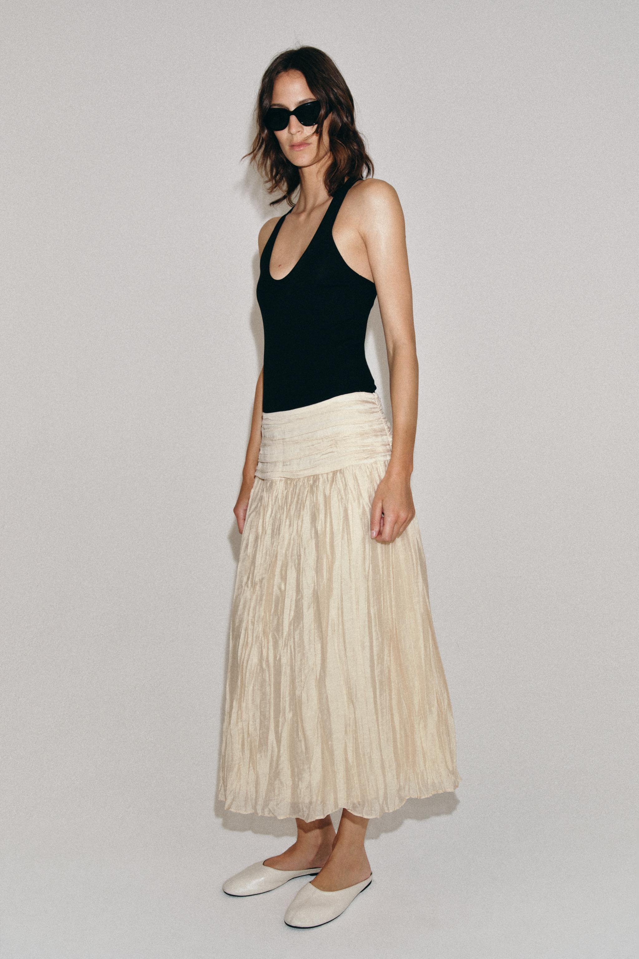 Zw Collection Draped Midi Skirt