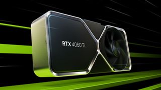 Nvidia RTX 4060 Ti Reveal image with Nvidia black and green 40 series background