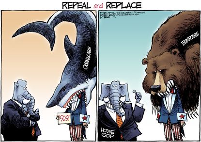 Political Cartoon U.S. Health care Obamacare Trumpcare house Republicans