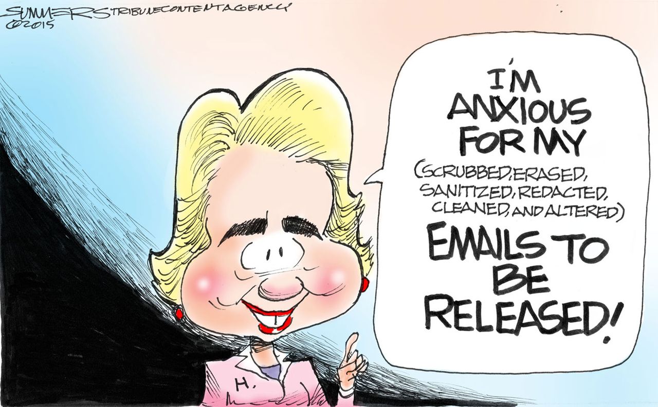 Political cartoon U.S. Hillary Clinton Emails