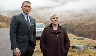 Skyfall Daniel Craig and Judi Dench stopped in the countryside