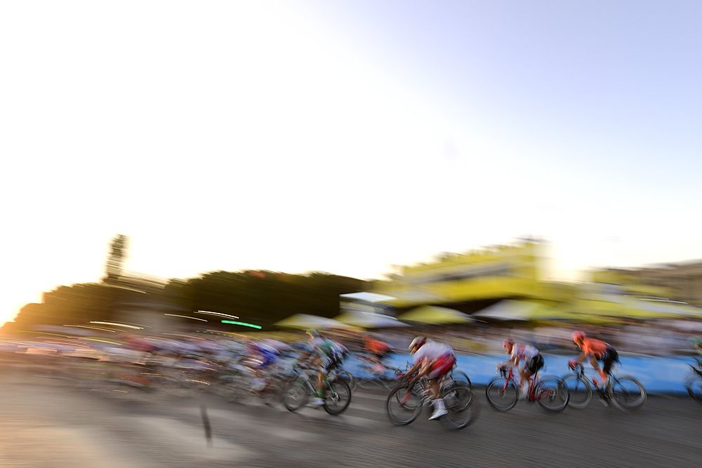 The peloton on stage 21 of the Tour de France