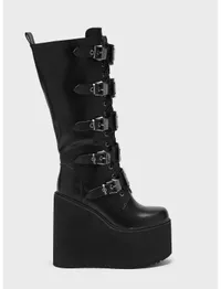 Hot Topic KIHILIST Black Ms Boom Buckle Platform Boots Hot Topic KIHILIST Black Ms Boom Buckle Platform Boots