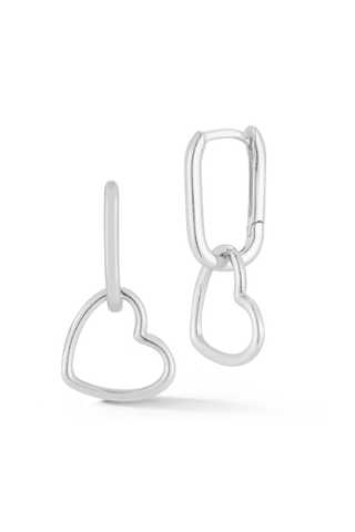 Sterlina Silver Heart Link Charm Earrings