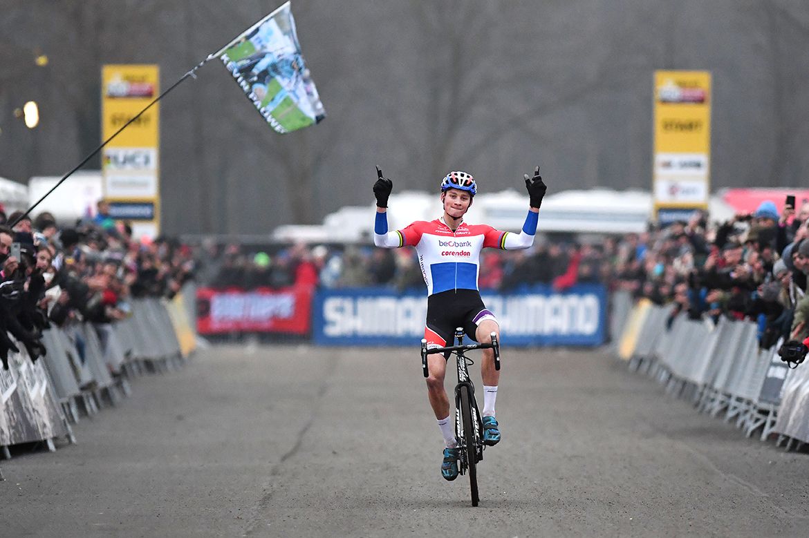 Mathieu van der Poel celebrated his victory