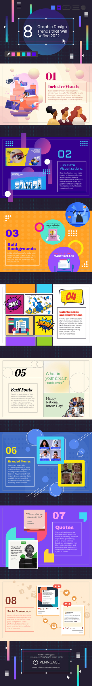 An infographic of 8 graphic design predications.