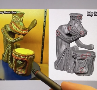 The comparison between the two Tiki drummer figures
