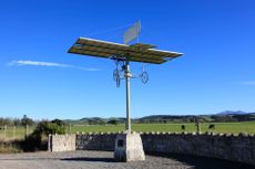 The Richard Pearse Memorial, featuring a replica of his aircraft, at Waitohi, near Canterbury in South Island of New Zealand