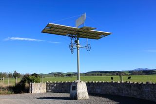 The Richard Pearse Memorial, featuring a replica of his aircraft, at Waitohi, near Canterbury in South Island of New Zealand