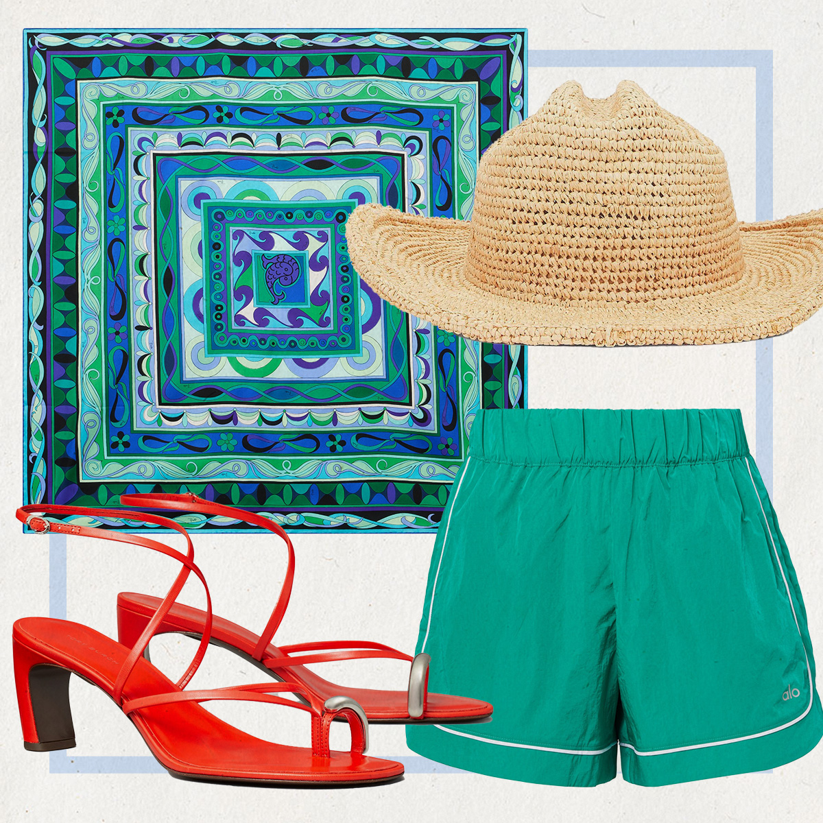 Collage of summer fashion items