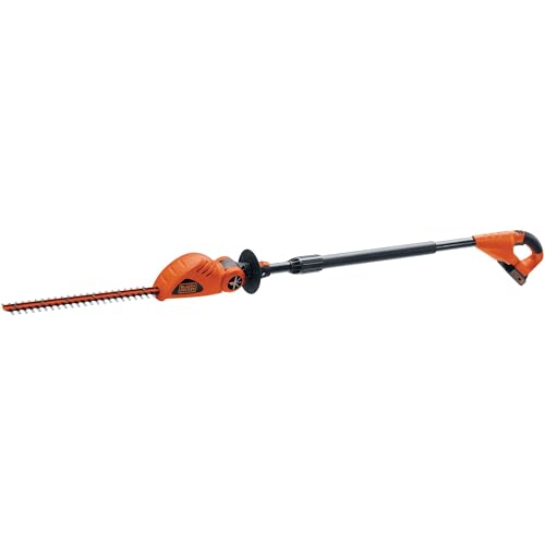 Black+decker 20v Max Pole Hedge Trimmer Cordless With Battery and Charger, 18-Inch Dual Action Blade Power Hedge Trimmer, Extended Long Reach Hedger Up to 11 Ft, 180 Degrees Pivoting Head (lpht120)