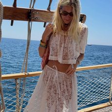 Woman in a lace matching set