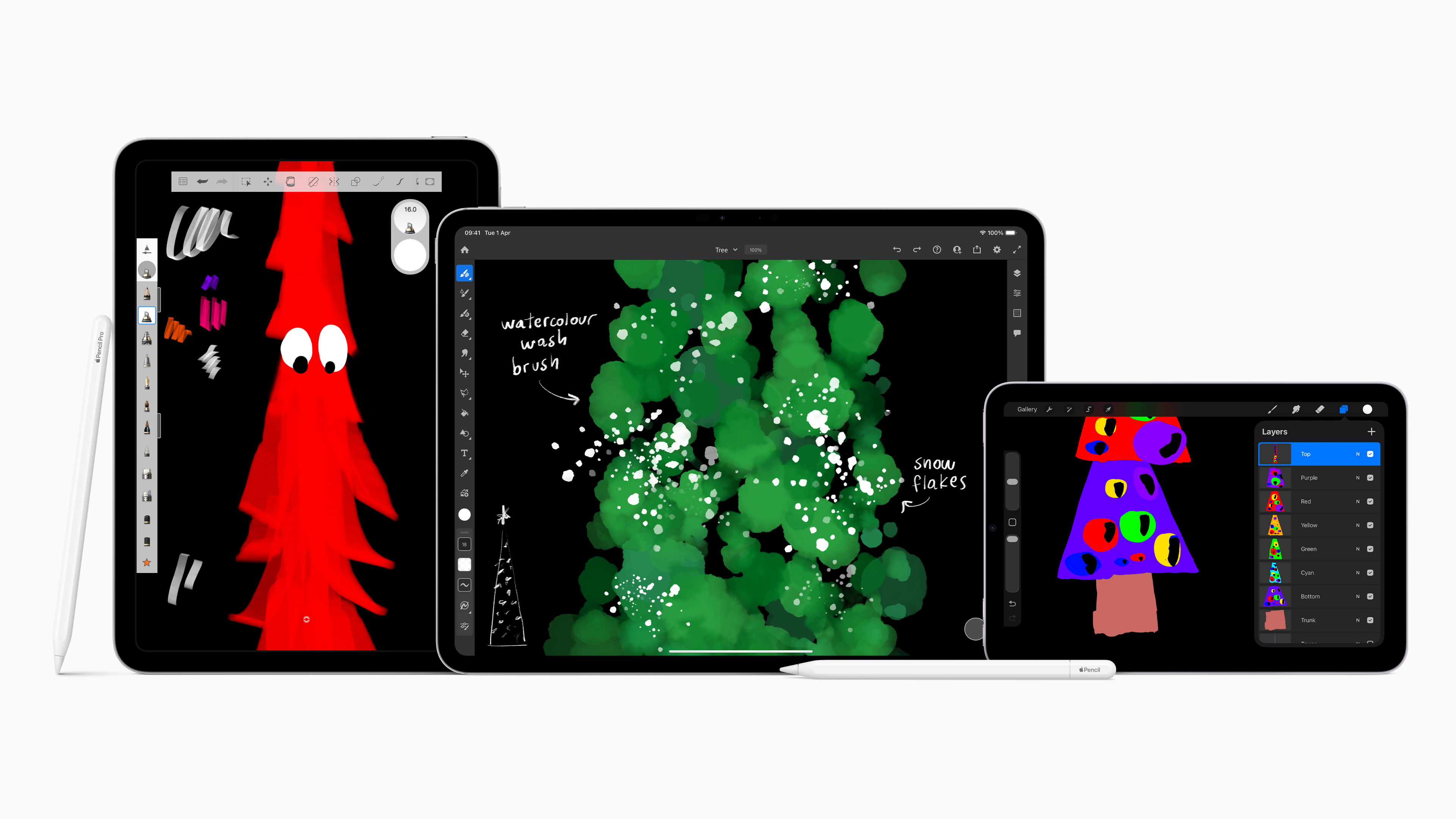 Apple Christmas tree drawings on iPad