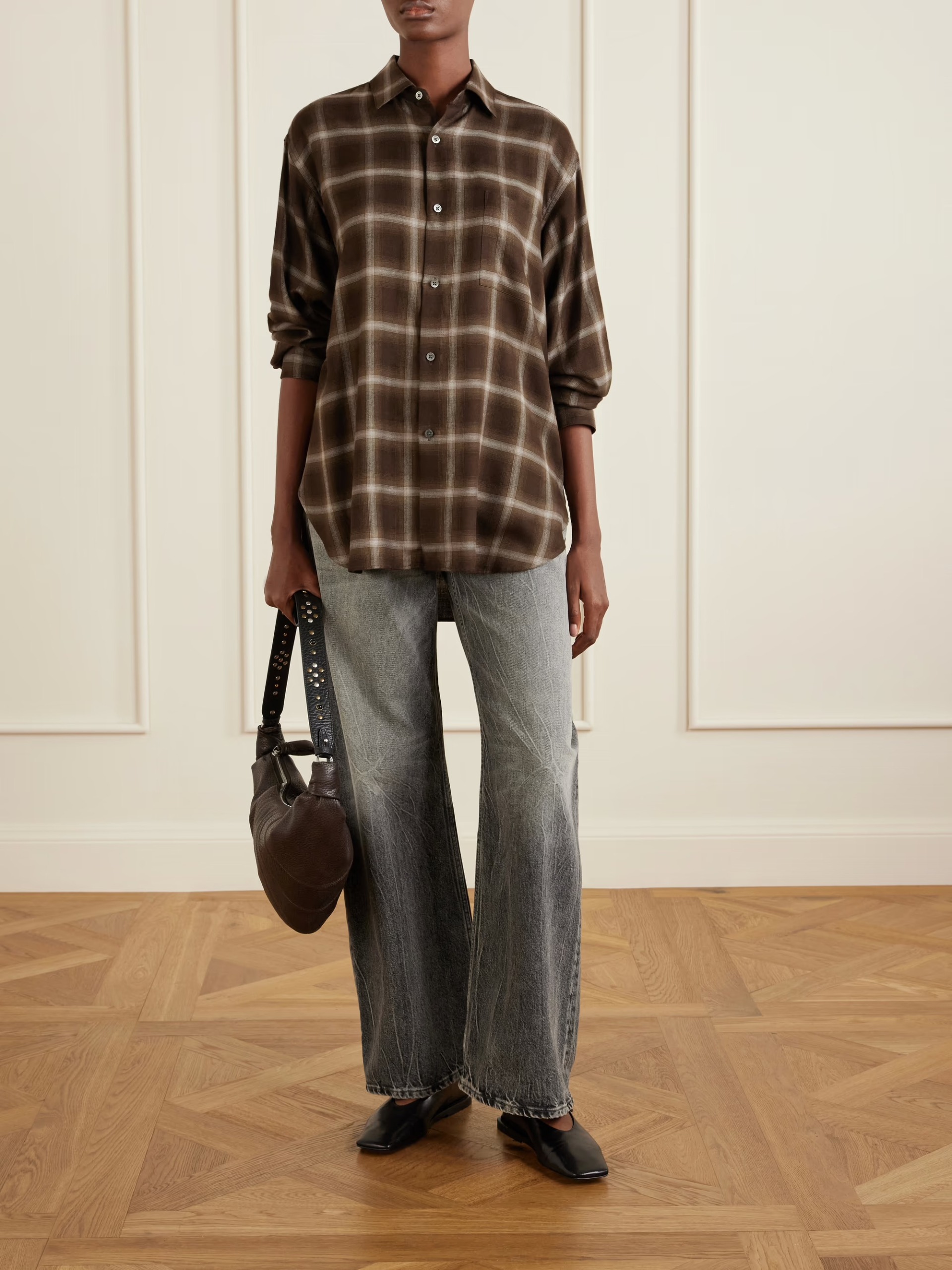 SSSTEIN, Checked Lyocell-Blend Gauze Shirt