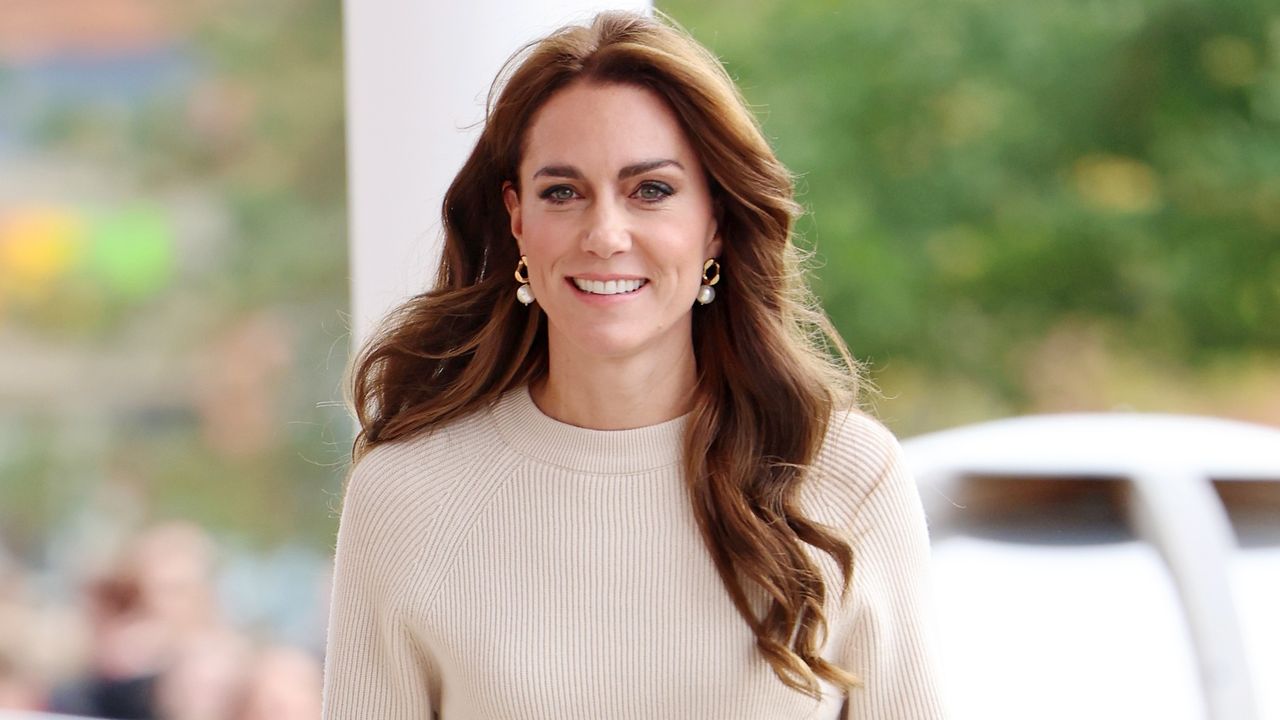 Kate Middleton&#039;s Fair Isle jumper has been seen in a festive announcement post. Seen here Catherine, Princess of Wales arrives for a visit to Nottingham Trent University