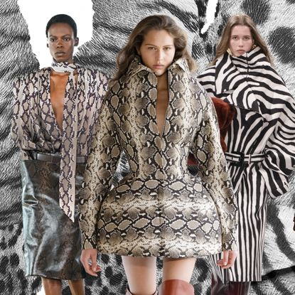 models on the aw25 catwalks wearing animal print