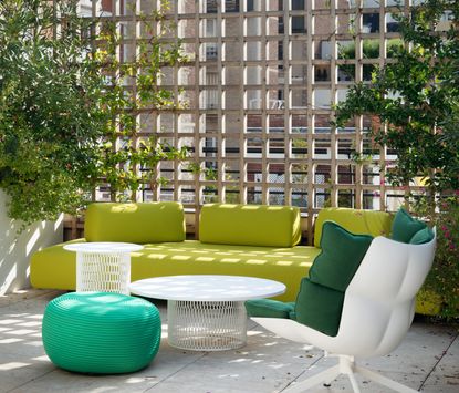 A bright toned outdoor furniture set