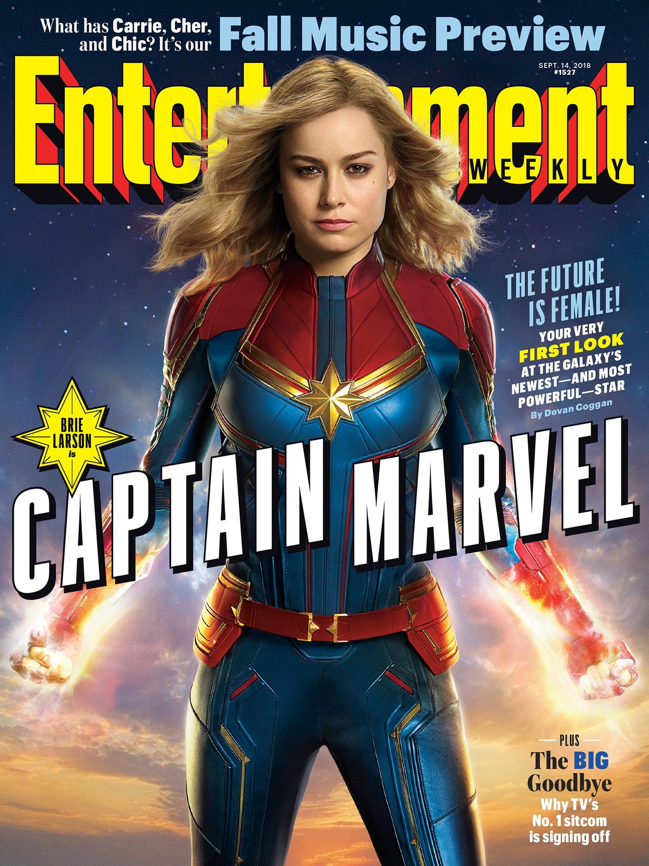 Brie Larson as Captain Marvel on the cover of Entertainment Weekly.