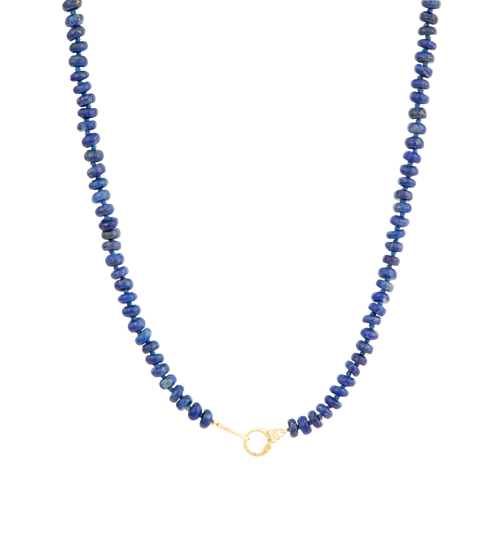 Lapis Beaded Necklace W 133 Cttw Lapis and .06 Cttw Dia