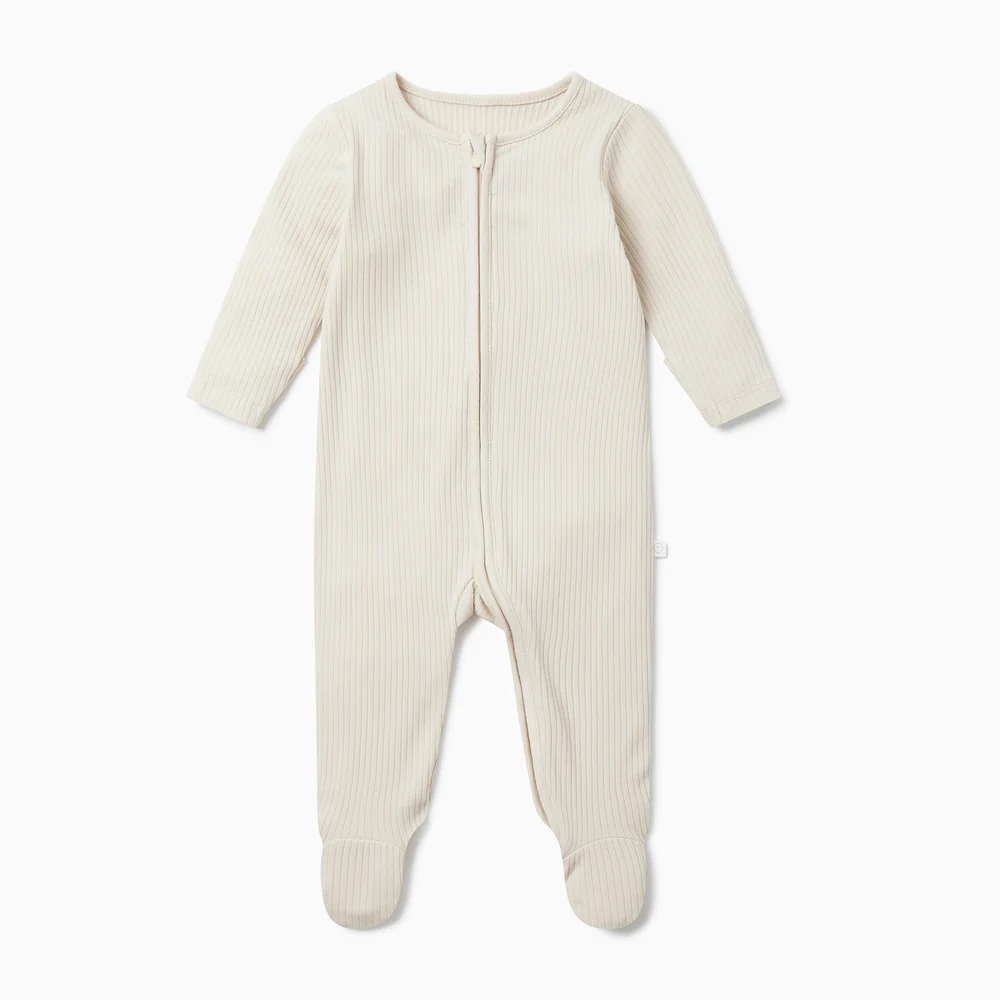 Mori Ribbed Clever Zip Footed Baby Pajamas Ribbed Blue / Newborn