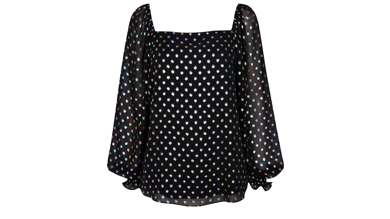 Wallis black polka dot square neck top