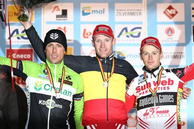 Elite men's podium: Sven Nys, Klaas Vantornout, Kevin Pauwels