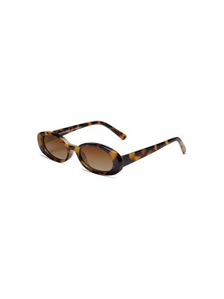 Vanlinker Vintage ovale Sonnenbrille, schmal, trendig, klein, polarisierte Damenbrille, farbige Brille, Schildpattrahmen