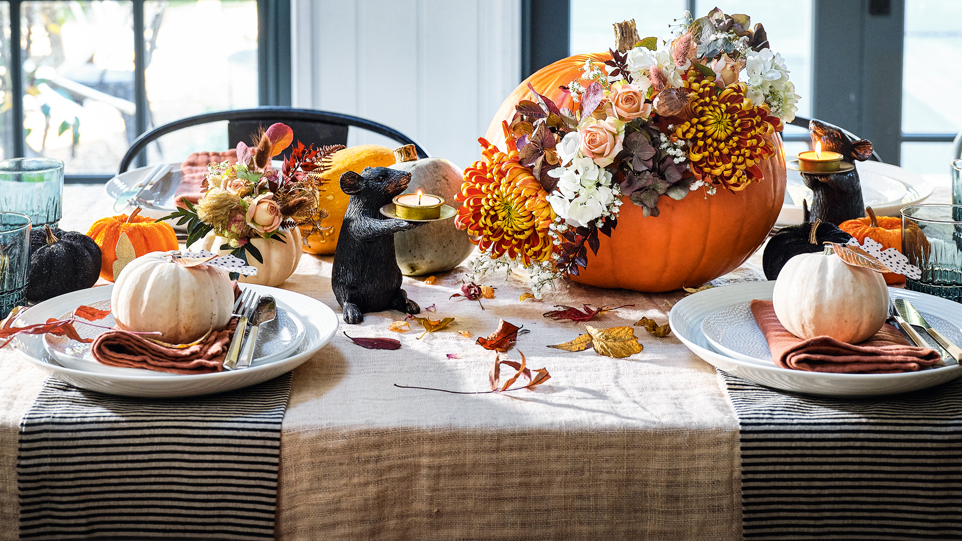 Autumn tablescape with pumpkins