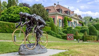 Cyclists sculpture at the Olympic Museum in Lausanne