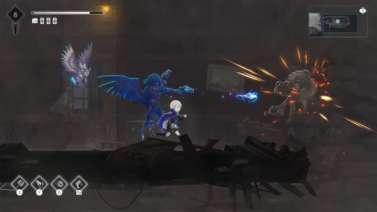 Ender Magnolia screenshot showing a spirit shooting at a monster enemy