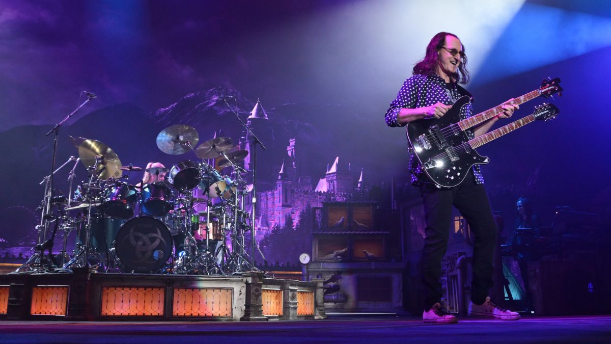 Geddy Lee of Rush perform during the opening night of their first American tour in 11 years at The Kia Forum on June 07, 2026 in Inglewood, California.