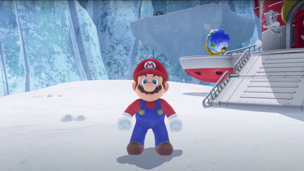Mario standing on a platform in Super Mario Odyssey