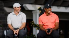 Rory McIlroy and Tiger Woods speak to the media
