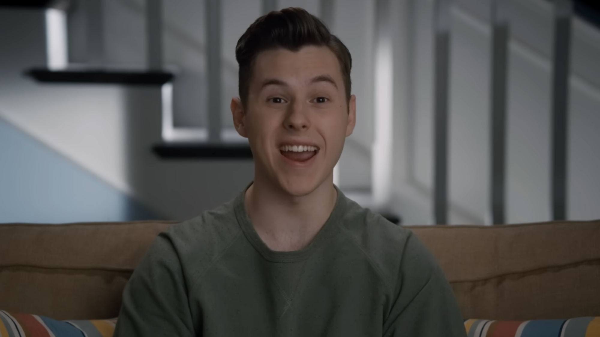 Luke Dunphy (Nolan Gould) looks excited during a confessional on Modern Family.