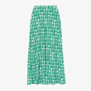 Rixo Green Midi Skirt flat lay