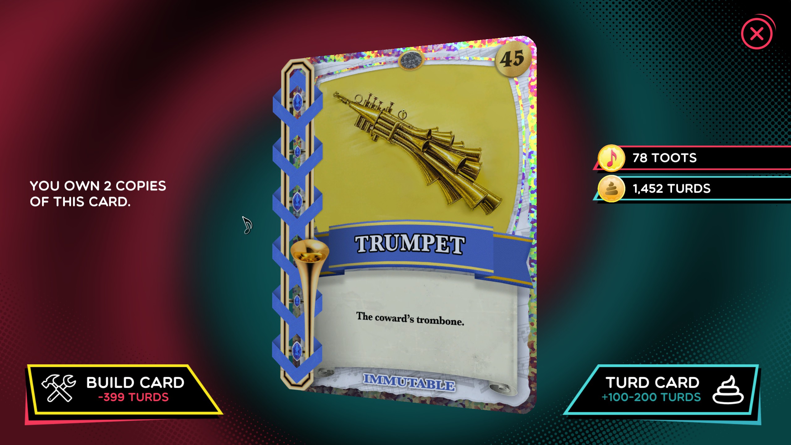 Trumpet collectable card