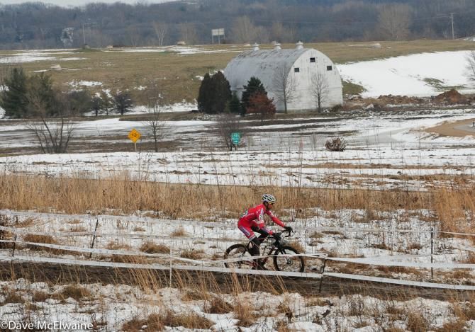 Yannick Eckmann (California Giant Berries) riding alone in Wisconsin farmland