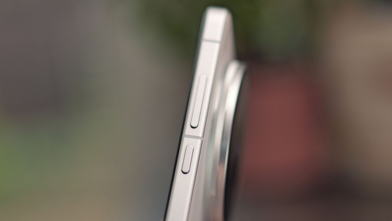 Close up of power and volume buttons on a Vivo X200 Ultra phone