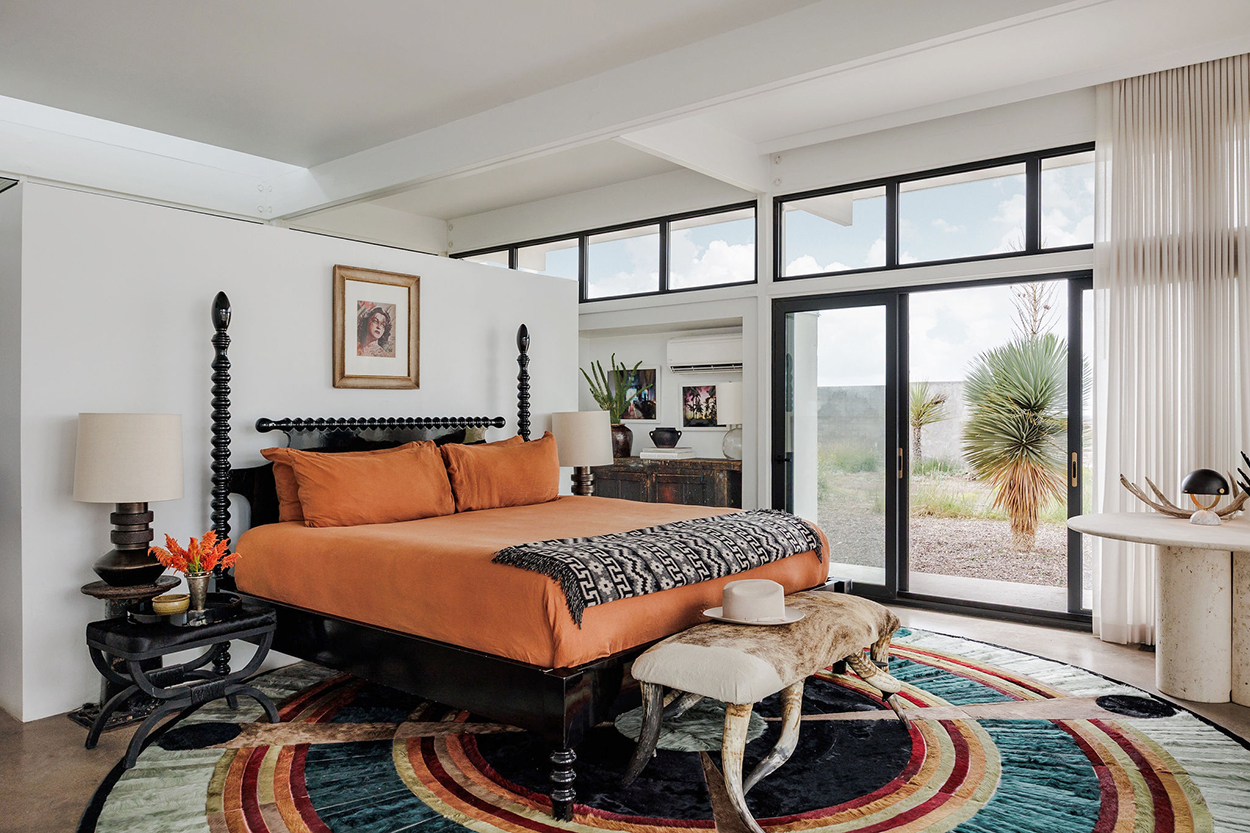 Bedroom in a home in Marfa, Texas