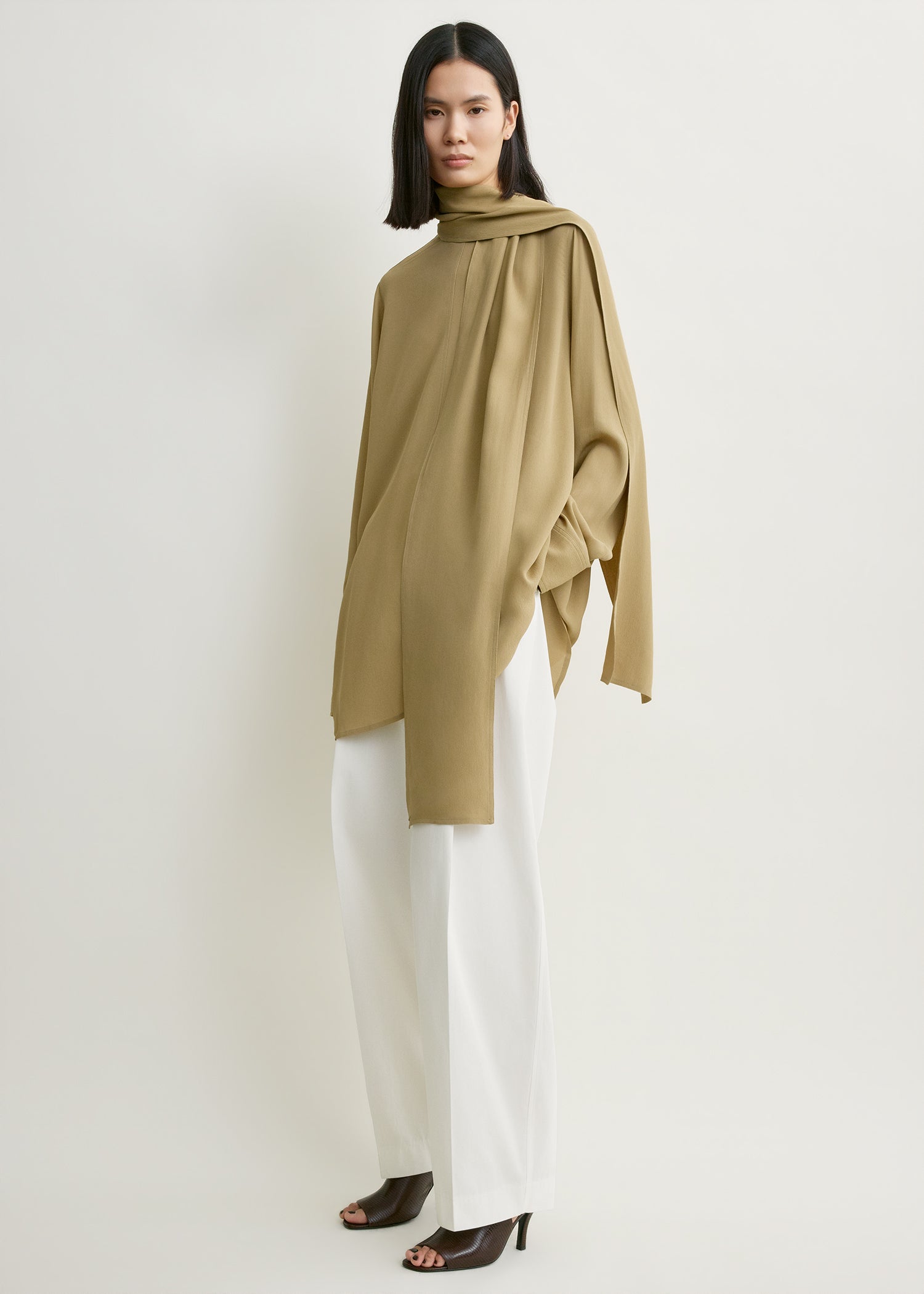 Draped Scarf Blouse Desert - 30