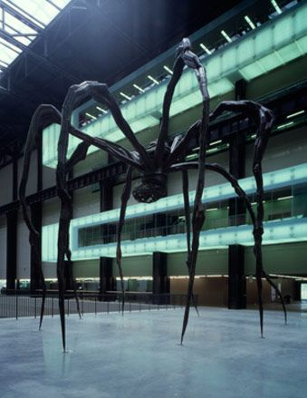 A large spider-like sculpture on display in the Tate Modern