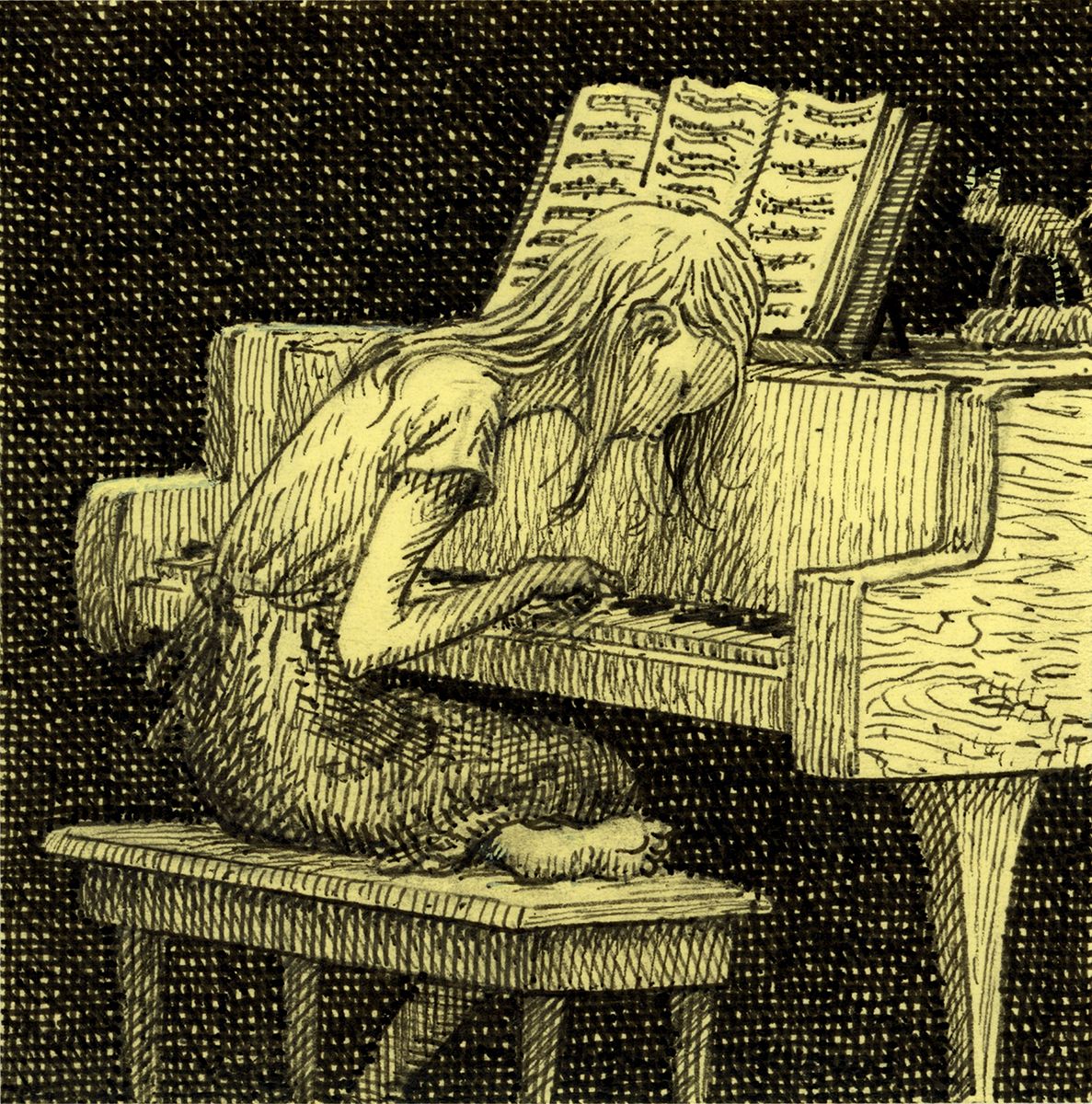 Post-It note drawings with black ink