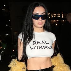 charli xcx wearing a real winner tshirt